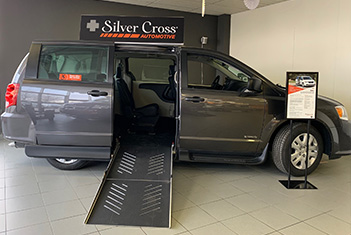 Side entry accessible van in Silver Cross Automotive showroom